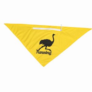 Yellow triangle-shaped ice bandana with a black panther logo on a white background